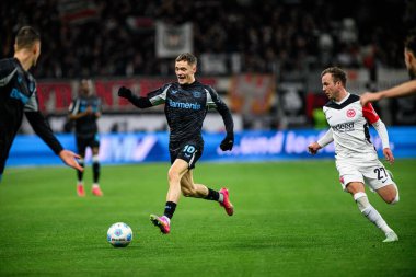 FRANKFRT, GERMANY - 1 Mart 2025: Florian Wirtz - Bundesliga maçı Eintracht Frankfurt FC Bayer 04 Leverkusen 'e karşı Deutsche Park' ta. 
