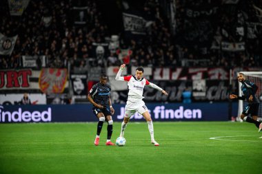 FRANKFURT, GERMANY - 1 Mart 2025: Hugo Ekitike - Bundesliga maçı Eintracht Frankfurt FC Bayer 04 Leverkusen 'e karşı Deutsche Bank Park. 