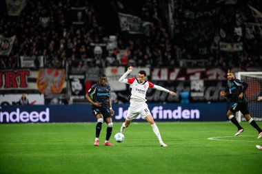 FRANKFURT, GERMANY - 1 Mart 2025: Hugo Ekitike - Bundesliga maçı Eintracht Frankfurt FC Bayer 04 Leverkusen 'e karşı Deutsche Bank Park. 