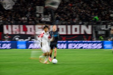 FRANKFURT, GERMANY - 1 Mart 2025: + + - Bundesliga maçı Eintracht Frankfurt FC Bayer 04 Leverkusen 'e karşı Deutsche Bank Park' ta. 