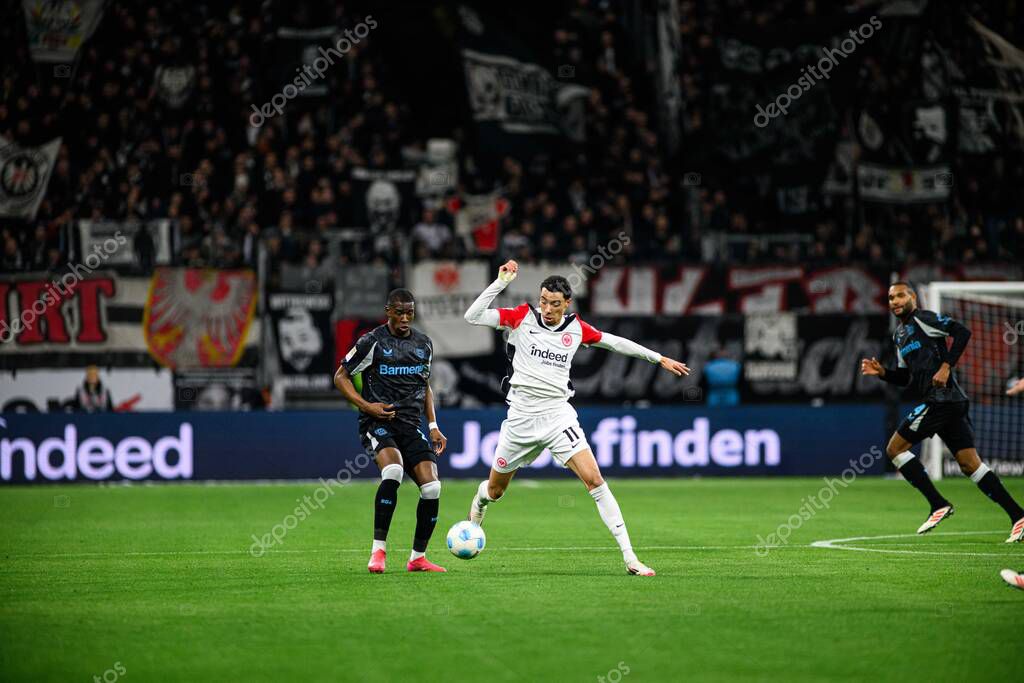 FRANKFURT, GERMANY - 1 MARCH, 2025: Hugo Ekitike - The Bundesliga match Eintracht Frankfurt vs  FC Bayer 04 Leverkusen at Deutsche Bank Park.