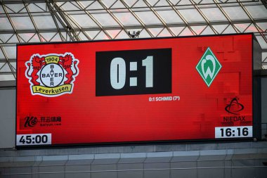LEVERKUSEN, ALMANY - 8 Mart 2025 Bundesliga, 25. Bayer Leverkusen, Bayarena 'da Werder Bremen' e karşı.