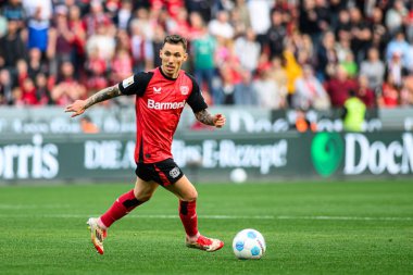 LEVERKUSEN, ALMANY - 8 Mart 2025: Alejandro Grimaldo - Bundesliga, maç 25. Bayer Leverkusen, Bayarena 'da Werder Bremen' e karşı.