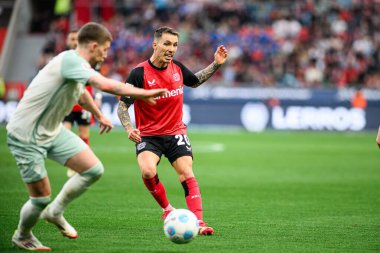 LEVERKUSEN, ALMANY - 8 Mart 2025: Alejandro Grimaldo - Bundesliga, maç 25. Bayer Leverkusen, Bayarena 'da Werder Bremen' e karşı.