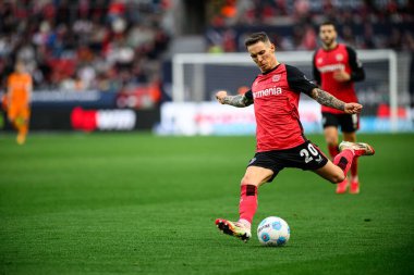 LEVERKUSEN, ALMANY - 8 Mart 2025: Alejandro Grimaldo - Bundesliga, maç 25. Bayer Leverkusen, Bayarena 'da Werder Bremen' e karşı.