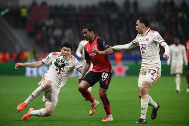 LEVERKUSEN, GERMANY - 11 Mart 2025: Arthur - Bayarena 'da Bayern Münih ile Bayer 04 Leverkusen arasındaki UEFA Şampiyonlar Ligi futbol maçı.
