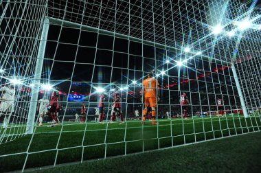 LEVERKUSEN, GERMANY - 11 Mart 2025: Lukas Hradecky - Bayer 04 Leverkusen ile Bayarena Bayern Münih arasındaki UEFA Şampiyonlar Ligi maçı.