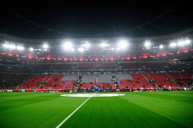 LEVERKUSEN, GERMANY - 11 Mart 2025: Stadyum - Bayer 04 Leverkusen-FC Bayern Münih arasındaki UEFA Şampiyonlar Ligi futbol maçı.