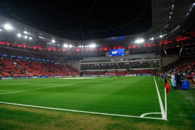 LEVERKUSEN, GERMANY - 11 Mart 2025: Stadyum - Bayer 04 Leverkusen-FC Bayern Münih arasındaki UEFA Şampiyonlar Ligi futbol maçı.
