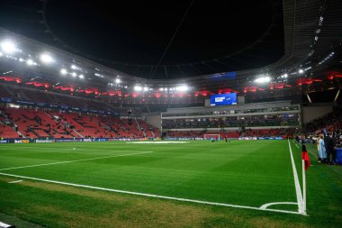 LEVERKUSEN, GERMANY - 11 Mart 2025: Stadyum - Bayer 04 Leverkusen-FC Bayern Münih arasındaki UEFA Şampiyonlar Ligi futbol maçı.