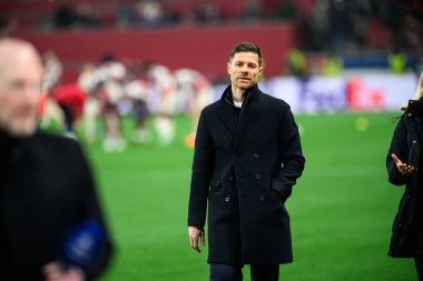 LEVERKUSEN, GERMANY - 11 Mart 2025: Xabi Alonso - Bayer 04 Leverkusen ile Bayena Bayern Münih arasındaki UEFA Şampiyonlar Ligi maçı.