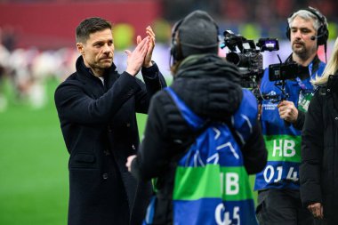 LEVERKUSEN, GERMANY - 11 Mart 2025: Xabi Alonso - Bayer 04 Leverkusen ile Bayena Bayern Münih arasındaki UEFA Şampiyonlar Ligi maçı.