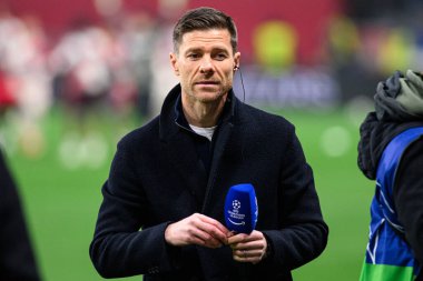 LEVERKUSEN, GERMANY - 11 Mart 2025: Xabi Alonso - Bayer 04 Leverkusen ile Bayena Bayern Münih arasındaki UEFA Şampiyonlar Ligi maçı.