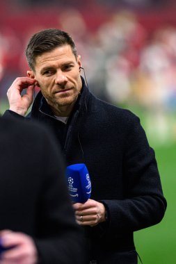 LEVERKUSEN, GERMANY - 11 Mart 2025: Xabi Alonso - Bayer 04 Leverkusen ile Bayena Bayern Münih arasındaki UEFA Şampiyonlar Ligi maçı.