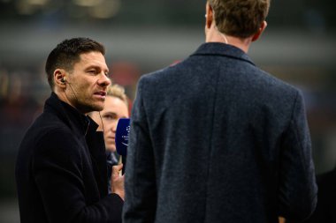 LEVERKUSEN, GERMANY - 11 Mart 2025: Xabi Alonso - Bayer 04 Leverkusen ile Bayena Bayern Münih arasındaki UEFA Şampiyonlar Ligi maçı.