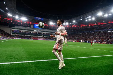 LEVERKUSEN, GERMANY - 11 Mart 2025: Michael Olise - Bayena 'da Bayer 04 Leverkusen FC Bayern Münih' e karşı UEFA Şampiyonlar Ligi futbol maçı.
