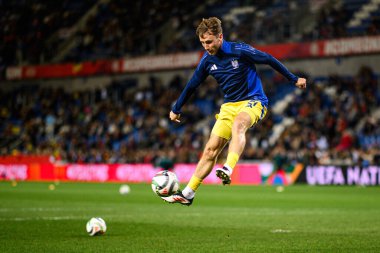 GENK, BELGIUM - 23 Mart 2025: Vladyslav Vanat - UEFA Uluslar Ligi Belçika - Cegeka Arena 'da Ukrayna.