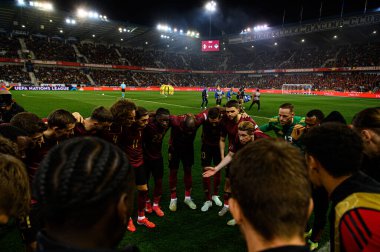 GENK, BELGIUM - 23 Mart 2025: Romelu Lukaku - UEFA Uluslar Ligi Belçika - Cegeka Arena 'da Ukrayna.