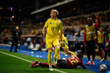 GENK, BELGIUM - 23 Mart 2025: Oleksandr Zinchenko - UEFA Uluslar Ligi Belçika - Cegeka Arena 'da Ukrayna.