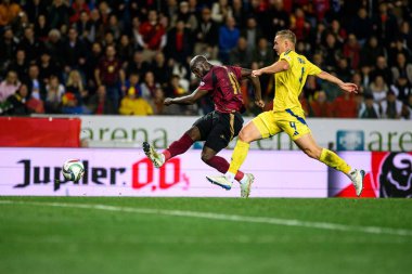 GENK, BELGIUM - 23 Mart 2025: Romelu Lukaku - UEFA Uluslar Ligi Belçika - Cegeka Arena 'da Ukrayna.