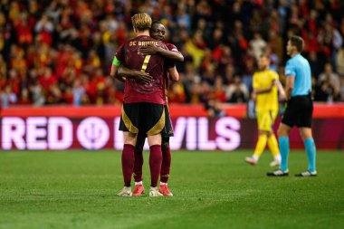 GENK, BELGIUM - 23 Mart 2025: Kevin De Bruyne - UEFA Uluslar Ligi Belçika Futbol Maçı - Cegeka Arena 'da Ukrayna.