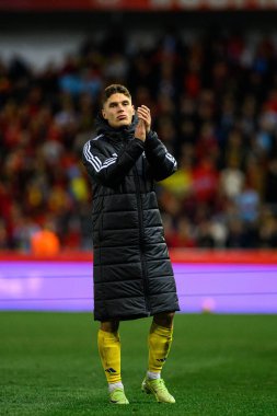 GENK, BELGIUM - 23 Mart 2025: Georgiy Sudakov - UEFA Uluslar Ligi Belçika Futbol Maçı - Cegeka Arena 'da Ukrayna.