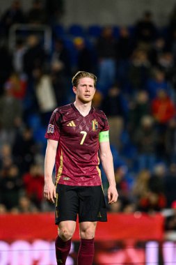 GENK, BELGIUM - 23 Mart 2025: Kevin De Bruyne - UEFA Uluslar Ligi Belçika Futbol Maçı - Cegeka Arena 'da Ukrayna.