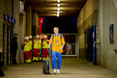 GENK, BELGIUM - 23 Mart 2025: Oleksandr Zinchenko - UEFA Uluslar Ligi Belçika - Cegeka Arena 'da Ukrayna.