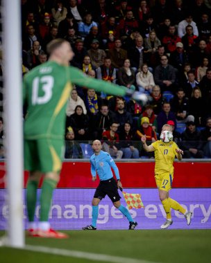 GENK, BELGIUM - 23 Mart 2025: Oleksandr Zinchenko - UEFA Uluslar Ligi Belçika - Cegeka Arena 'da Ukrayna.