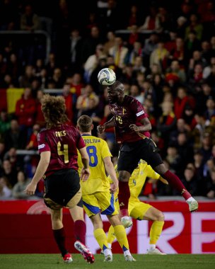 GENK, BELGIUM - 23 Mart 2025: Romelu Lukaku - UEFA Uluslar Ligi Belçika - Cegeka Arena 'da Ukrayna.