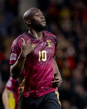 GENK, BELGIUM - 23 Mart 2025: Romelu Lukaku - UEFA Uluslar Ligi Belçika - Cegeka Arena 'da Ukrayna.