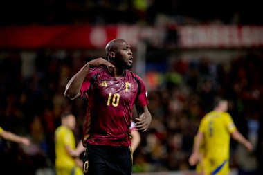 GENK, BELGIUM - 23 Mart 2025: Romelu Lukaku - UEFA Uluslar Ligi Belçika - Cegeka Arena 'da Ukrayna.