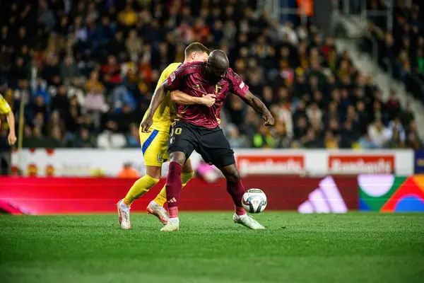 GENK, BELGIUM - 23 Mart 2025: Romelu Lukaku - UEFA Uluslar Ligi Belçika - Cegeka Arena 'da Ukrayna.