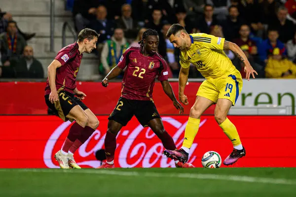 GENK, BELGIUM - 23 Mart 2025 - UEFA Uluslar Ligi Belçika - Cegeka Arena 'da Ukrayna.