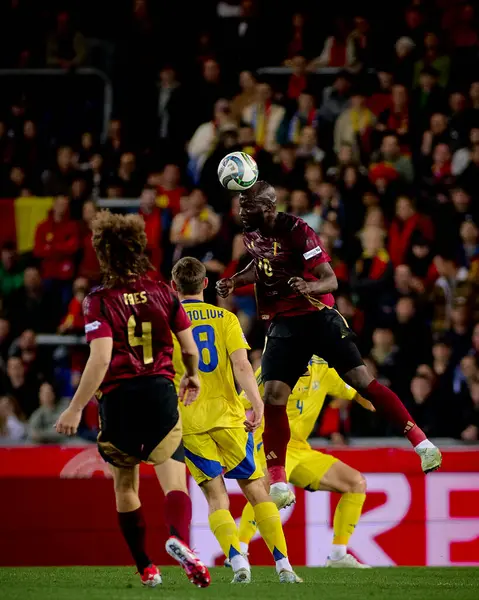 GENK, BELGIUM - 23 Mart 2025: Romelu Lukaku - UEFA Uluslar Ligi Belçika - Cegeka Arena 'da Ukrayna.