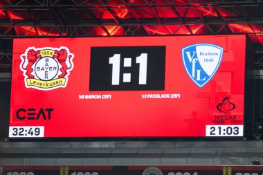 LEVERKUSEN, ALMANY - 28 Mart 2025: Bundesliga, maç 27. Bayer Leverkusen, Bayarena 'da Bochum' a karşı.