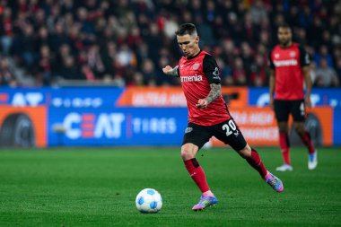 LEVERKUSEN, ALMANY - 28 Mart 2025: Alejandro Grimaldo - Bundesliga, maç 27. Bayer Leverkusen, Bayarena 'da Bochum' a karşı.