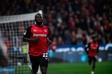 LEVERKUSEN, ALMANY - 28 Mart 2025 Victor Boniface - Bundesliga, maç 27. Bayer Leverkusen, Bayarena 'da Bochum' a karşı.