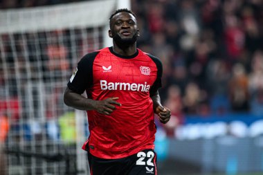 LEVERKUSEN, ALMANY - 28 Mart 2025 Victor Boniface - Bundesliga, maç 27. Bayer Leverkusen, Bayarena 'da Bochum' a karşı.