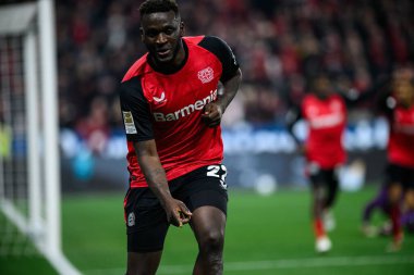 LEVERKUSEN, ALMANY - 28 Mart 2025 Victor Boniface - Bundesliga, maç 27. Bayer Leverkusen, Bayarena 'da Bochum' a karşı.