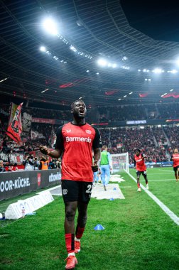 LEVERKUSEN, ALMANY - 28 Mart 2025 Victor Boniface - Bundesliga, maç 27. Bayer Leverkusen, Bayarena 'da Bochum' a karşı.