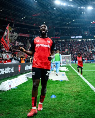 LEVERKUSEN, ALMANY - 28 Mart 2025 Victor Boniface - Bundesliga, maç 27. Bayer Leverkusen, Bayarena 'da Bochum' a karşı.