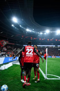 LEVERKUSEN, ALMANY - 28 Mart 2025 Victor Boniface - Bundesliga, maç 27. Bayer Leverkusen, Bayarena 'da Bochum' a karşı.