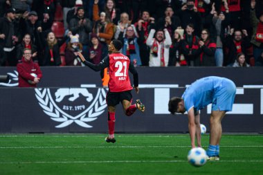 LEVERKUSEN, ALMANY - 28 Mart 2025: Amine Adli - Bundesliga, maç günü 27. Bayer Leverkusen, Bayarena 'da Bochum' a karşı.