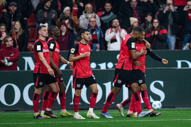 LEVERKUSEN, ALMANY - 28 Mart 2025: Amine Adli - Bundesliga, maç günü 27. Bayer Leverkusen, Bayarena 'da Bochum' a karşı.