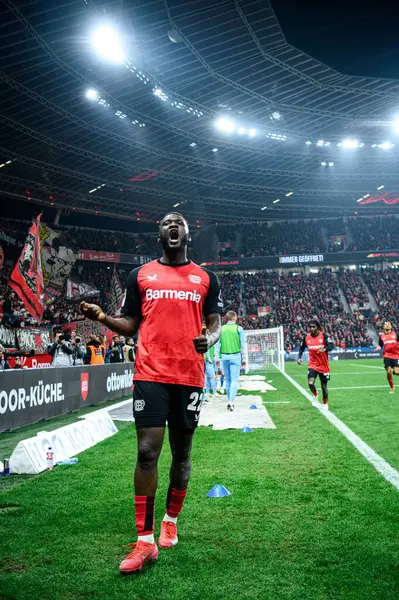 LEVERKUSEN, ALMANY - 28 Mart 2025 Victor Boniface - Bundesliga, maç 27. Bayer Leverkusen, Bayarena 'da Bochum' a karşı.