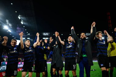 COLOGNE, GERMANY - 5 APRIL, 2025: Fabian Reese ve Hertha BSC takımı kazandı - 2.Bundesliga 1.FC Koeln ve Hertha BSC maçı Rhein Energie Stadion 'da