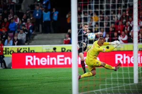COLOGNE, GERMANY - 5 Nisan 2025: Marvin Schwaebe - Rhein Energie Stadion 'da 2.Bundesliga 1.FC Koeln' e karşı Hertha BSC maçı