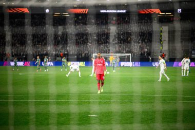 FRANKFURT, GERMANY - 17 Nisan 2025: Kaua Santos - Eintracht Frankfurt ile Tottenham Hotspur F.C. arasındaki UEFA Avrupa Ligi maçı Deutsche Bank Park 'ta..