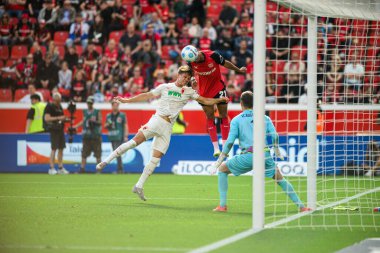 LEVERKUSEN, GERMANY - 26 APRIL, 2025: Amine Adli - Bundesliga maçı Bayer 04 Leverkusen FC Augsburg 'a karşı Bayarena' da. 